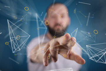 videoconference group of people talking in social network team work..