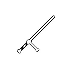 Police baton hand drawn outline flat icon.