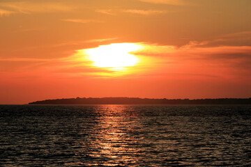 Obraz premium orange sundown in Fazana, Croatia