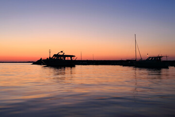 Fototapeta na wymiar lovely sundown in the port of Fazana, Croatia