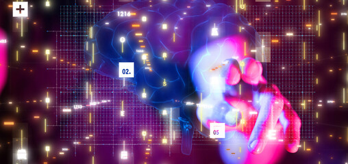 Obraz na płótnie Canvas mind AI smart brain artificial system network digital