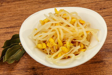 Soy sprout heap in the bowl