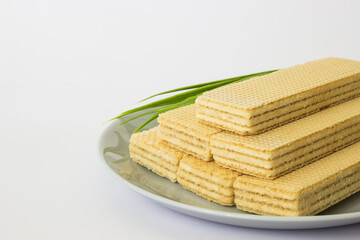 Ukrainian lemon waffles on white background