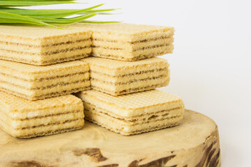 Ukrainian lemon waffles on white background
