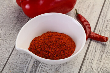 Paprika powder in the bowl