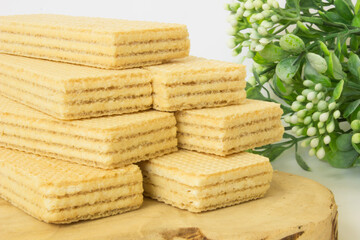 Ukrainian lemon waffles on white background