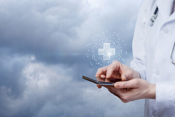 Concept of medical care assistance using a mobile device.