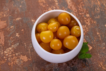 Yellow ripe cherry dessert