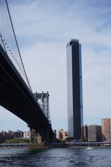 city bridge and city skyline brooklyn bridge manhattan bridage