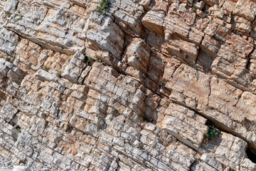 Layered texture on the rocks.