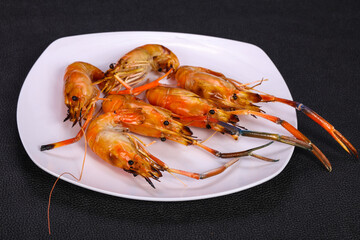 Grilled water prawn in the plate