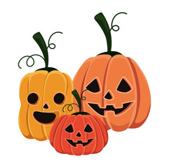 Halloween pumpkins cartoons vector design