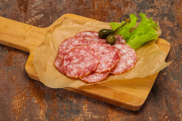 Spanish Salchichon sausage with salad