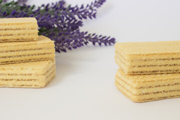 Ukrainian lemon waffles on white background