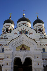 Aleksander Nevski Cathedral, Toompea (Cathedral Hill), Tallinn, Estonia: west front - obrazy, fototapety, plakaty