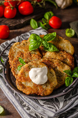 Potato pancakes with garlic and herbs