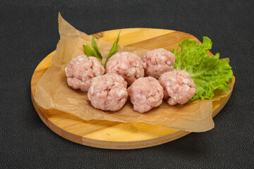 Homemade raw pork minced meatball for cooking