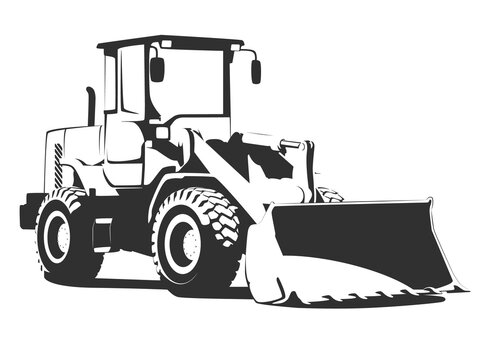 black and white loader construction equipment clip art preview