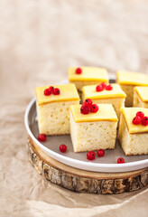 Cream cheese butter coffee-cake with lemon curd icing
