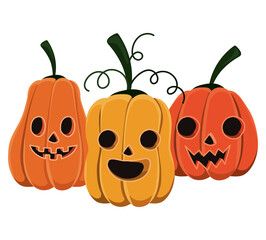 Halloween pumpkins cartoons vector design