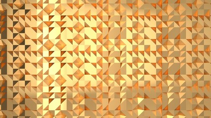 3D Rendered background abstract gold polygon triangle.