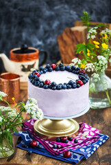 Homemade delicious blueberry cake