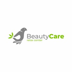 Fototapeta premium Bird logo vector template. Pick by hand logo vector design. Hand dove icon. World peace symbol. Pigeon and human hand sign. Beauty care logotype. Relax center. Spa logo idea