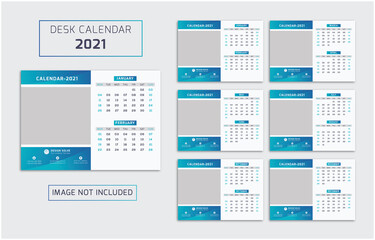 Desk Calendar 2021 new year table calendar print ready 12 month calendar