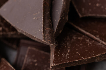 Dark chocolate closeup macro