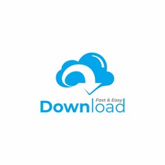 Cloud logo template, Download logotype,  Cloud with bent arrow vector design,  Download from cloud icon