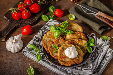 Potato pancakes with garlic and herbs
