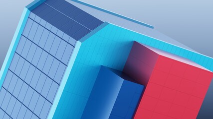 Fototapeta premium Abstract view of building with cladding colored
