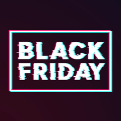 Black Friday. Sale lettering template design. Black Friday banner. Black Friday crash text. Anaglyph 3D effect. Technological retro background. Special offer. Vector illustration EPS10