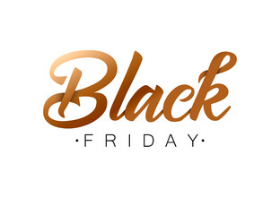 Black friday sale. Gold lettering template design. Black Friday banner with a black gift. Special offer. Vector illustration EPS10