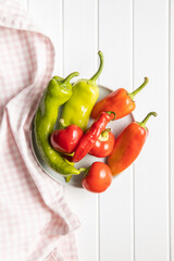 Various types of peppers vegetables