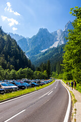 Fototapeta premium road in the austrian alps on a sunny day