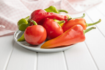 Various types of peppers vegetables