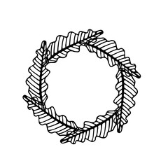Circle floral borders. Sketch frames, hand-drawn with ink. Vector illustration.