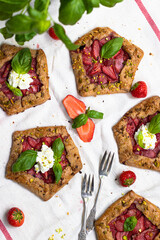Strawberry galette with basil and pistachio 
