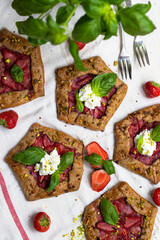 Strawberry galette with basil and pistachio 