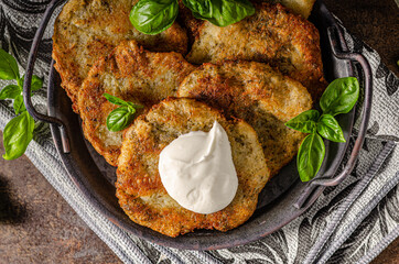 Potato pancakes with garlic and herbs
