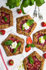 Strawberry galette with basil and pistachio 