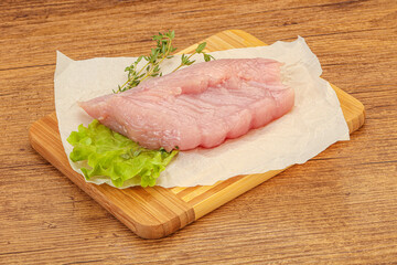 Raw turkey breast steak for cooking