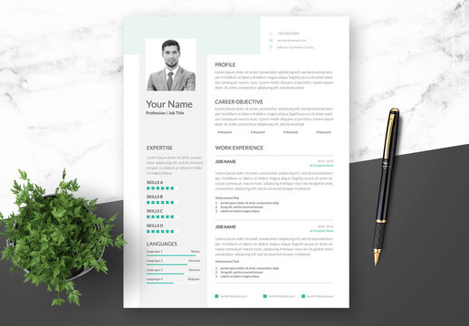 Clean Resume with Turquoise Accents