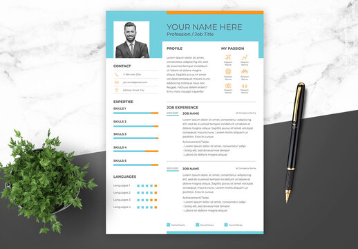 Clean Resume with Blue Accents