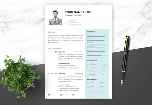 Clean Resume with Green Accents