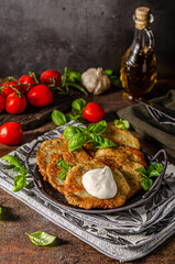 Potato pancakes with garlic and herbs