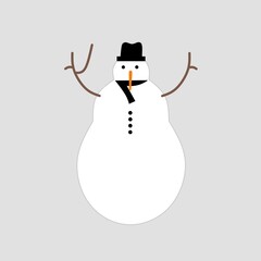 a flat vector illustration of a happy snowman. perfect for celebrating christmas