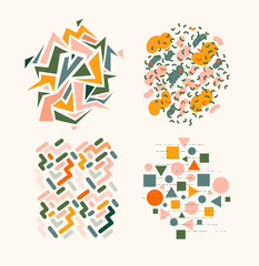 vector illustration of hand drawing work. creative outline doodles of abstract shapes. graphic design for background or frame for text. abstract isolated art elements for flyer, booklet, card, cover