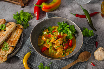 Spicy curry with meat and vegetable